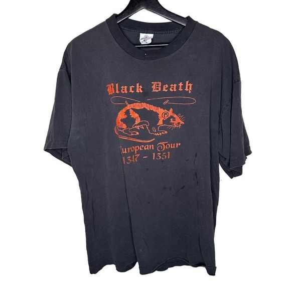 90's Black Death Tour Tee Men’s Size XL European Tour Band T - Picture 1 of 7